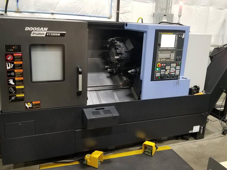 Doosan Puma GT2600M CNC Turning Center with 10" Chuck, 12-Station Turret with Live Milling Capability, LOW HOURS