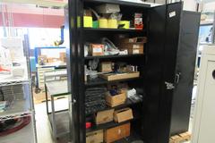 2-Door Metal Cabinet with Contents