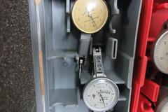 Horizontal Dial Indicators, (2) Interapid .0005 Grad 1.5" Face, (2) Interapid .0005 Grad 1" Face, (1) Brown & Sharpe .0001 Grad 1" Face