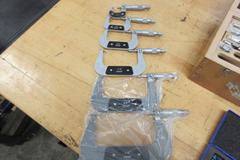 0-6" Outside MIcrometer Set, 0-1" Thread Micrometer, Starrett 0-8" Depth Micrometer, (2) 0-2" MHC Travel Indicators