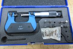 0-6" Outside MIcrometer Set, 0-1" Thread Micrometer, Starrett 0-8" Depth Micrometer, (2) 0-2" MHC Travel Indicators