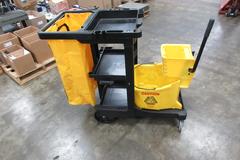 Rubbermaid Cleaning Cart with Mop Bucket, No Wheels on Mop Bucket