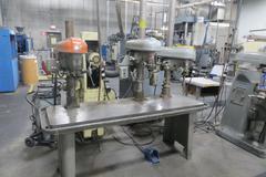 Gang Drill with one Rockwell - 1HP Drill Press and two Delta 1 HP Drill Presses on 77" x 23-1/2" Table