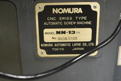 Nomura NN-13SB CNC Swiss Automatic Screw Machine, Live Milling, Sub-Spindle, Automated Productions Model 225/4200 12' Magazine BarFeed