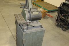 Delta Combination 1" Belt/8" Disc Grinder, Tilting Work Tables, with Wood Cabinet Base, Extra Belts and Discs in Base