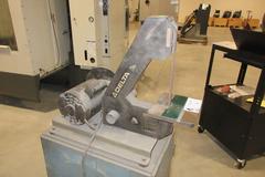 Delta Combination 1" Belt/8" Disc Grinder, Tilting Work Tables, with Wood Cabinet Base, Extra Belts and Discs in Base