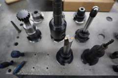 Cat 40 Taper Tool Holders, Assorted Inset Milling Cutters, Tool Rack