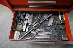 Kennedy Rolling Tool Cabinet with Contents of Perishable Tooling, Bolts, etc, and Side Shelf