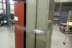 Cabinets & Shelving Including: (2) 2-Door Metal cabinets, (2) Metal Shelves, (1) Wooden Shelf