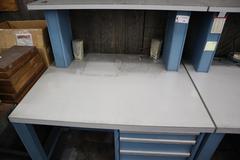Lista Formica Top Shop Desk with 4 Drawer Base Cabinet and Formica Upper Shelf