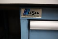 Lista Formica Top Shop Desk with 4 Drawer Base Cabinet and Formica Upper Shelf