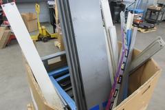 Metal Work Bench Legs, Shelves, and Cross Braces,  Gaylord Box Full