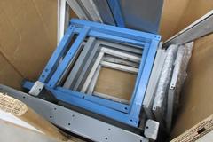 Metal Work Bench Legs, Shelves, and Cross Braces,  Gaylord Box Full
