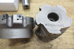 CAT50 Tool Holders (2) 1.5" End Mill Type, (1) 5" Ingersoll Shell Mill, (1) 4" Ingersoll Insert Mill, (1) Erickson Adaptor