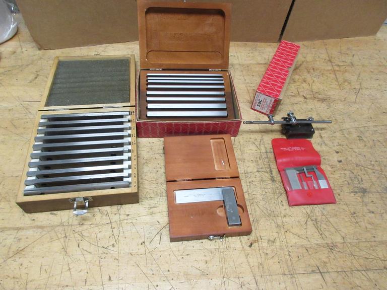 Starrett Surface Gage, Parallel Set, 3" Square, Small T Bevel, and 1/8" Steel Parallel Set