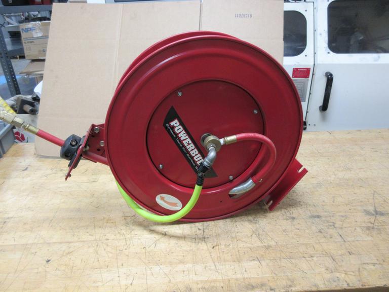 Powerbuilt Air Hose Reel Heavy Duty Wall Mount with 3/8 " X 50' Hose