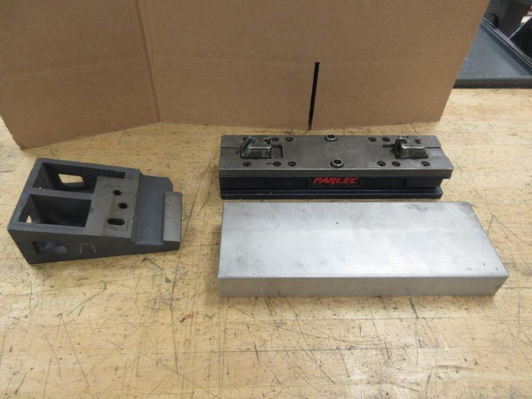 Parlec 4" Double Lock Machine Vise with 6" Aluminum Cover Plate and 15 Deg Cast Iron Plate