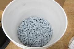 Tumble Vibe, Vibratory Deburring Unit with Approximately 2/3 Bucket of Ceramic Media, 10" Dia  x 4" Deep Hopper