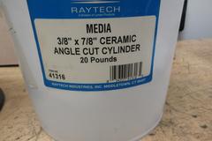 Tumble Vibe, Vibratory Deburring Unit with Approximately 2/3 Bucket of Ceramic Media, 10" Dia  x 4" Deep Hopper
