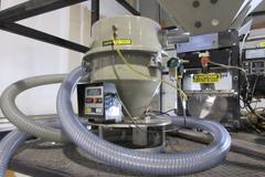 Maguire Material Hopper with MPI Weigh Scale Blender, Conair Franklin Vacuum Loader Units and Portable Steel Stand