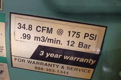 Speedaire 1WD74 Piston Air Comrpessor with 10HP Motor. 34.8 CFM @ 175psi