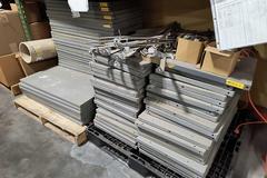Disassembled Metal Shelving: Dozens of Various Sized Shelves, 84" Long Standards