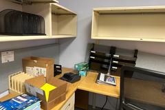 Contents of Human Resources Office, U-Shaped Office Desk with Multiple Chairs, Vertical File Cabinets, Wall Shelf Units and More