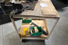 Metal Cart with Contents Including 4" Bench Vise