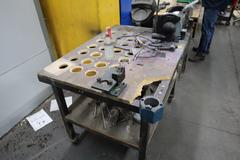 Jet 8" Double End Bench Grinder w Workbench, 50 Taper and 40 Taper Bench Vises, Work Light 