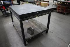 Granite Surface Plate, 36" x 48" x 4.5", Black, No Ledge w Steel Stand, Lower Shelf