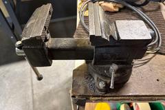 Metal Cart with Contents Including 4" Bench Vise