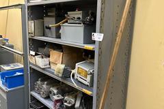 Adjustable Steel Shelving Unit with Contents of Electrical Motors and More