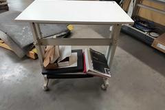 Adjustable Height Rolling Work Station with Slide Out Shelf