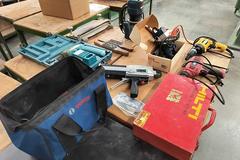 Power Tools and Accessories: Ryobi 2HP Router, Dewalt Screw Gun, Jig Saw, Bosch and Bauer Multi Tools, Hilti Powder Actuated Tool, Ryobi Trim Router, Stanly Dovetail Jig, and More