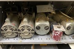 Adjustable Steel Shelving Unit with Contents of Electrical Motors and More