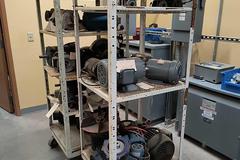 Rolling Steel Multi Shelf Carts (2 Units) with Contents of Electrical Motors