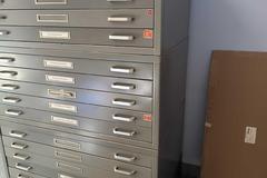 Flat File Stack, (3) Cabinets with Stand, (15) Drawers Total