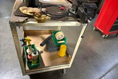 Metal Cart with Contents Including 4" Bench Vise
