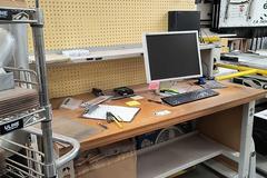 Adjustable Height Rolling work Bench with Wooden Top, Upper Shelf and Back Board