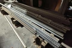 Disassembled Metal Shelving: Dozens of Various Sized Shelves, 84" Long Standards