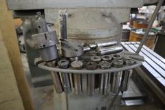 Bridgeport 2J Vertical Knee Mill with 2-Axis DRO, Power Feed, One-Shot Lube and Column Riser