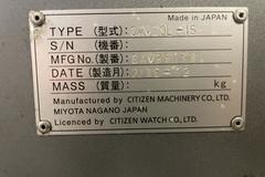 Citizen L20 Type VIII CNC Swiss Machine With CAV20L Barfeed, Chip Conveyor, High Pressure Coolant