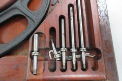 Starrett 6-12" Interchangeable Anvil Micrometer with Anvils and Standards in Wooden Case