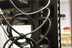 Leviton networking rack and networking stack with Switches, Controllers, Modem and More