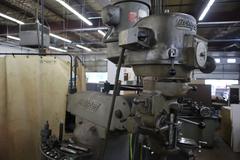 Bridgeport 2J Vertical Knee Mill with 2-Axis DRO, Power Feed, One-Shot Lube and Column Riser