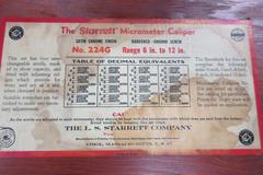 Starrett 6-12" Interchangeable Anvil Micrometer with Anvils and Standards in Wooden Case