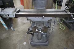 Bridgeport 2J Vertical Knee Mill with 2-Axis DRO, Power Feed, One-Shot Lube and Column Riser