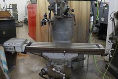 Bridgeport 2J Vertical Knee Mill with 2-Axis DRO, Power Feed, One-Shot Lube and Column Riser