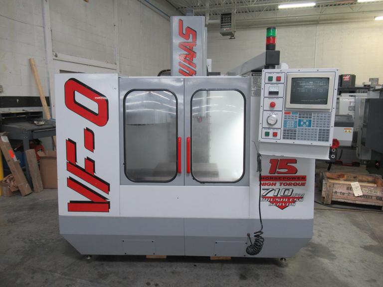 Haas VF-0 CNC Vertical Machining Center, 20" x 16" x 20", 7,500 RPM, 20 ATC, 2-Speed GB, 4th Axis Drive - LOW HOURS!