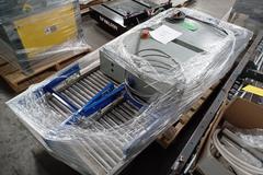 Programmable Infeed/Outfeed Box Conveyor System with (3) Controllers, (3) Powered Conveyors, (3) 90-Degree Directional Conveyors and More